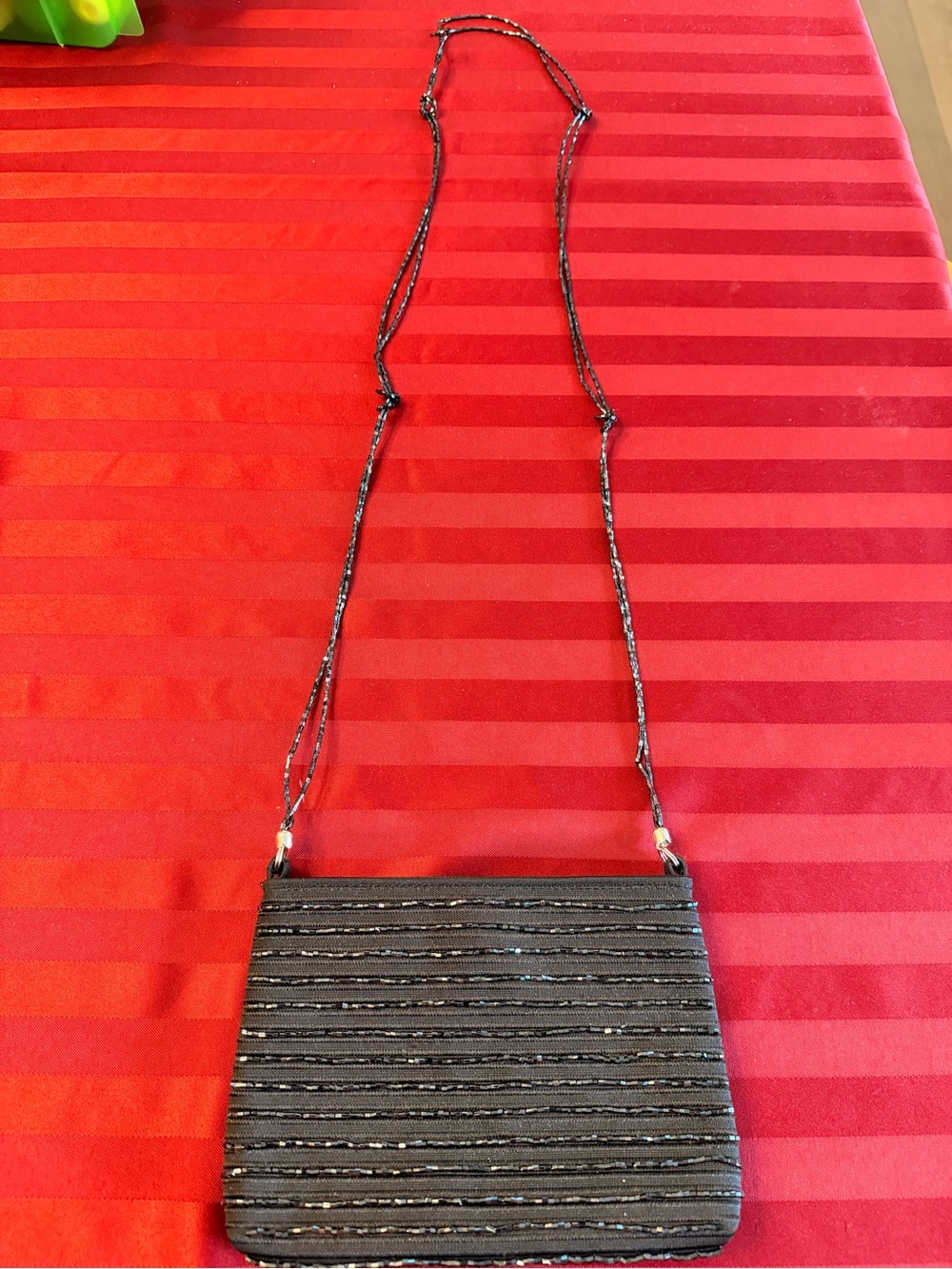 Liz Claiborne Black Beaded Stripe Crossbody Bag